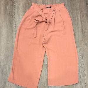 Zara Coral Wide Leg Tie-Waist Pants